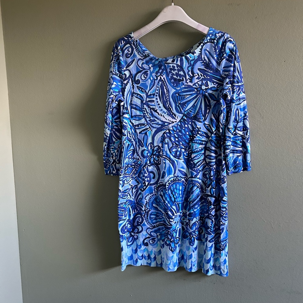 Lilly Pulitzer Sugar Blue and White 3/4 Sleeve Dress